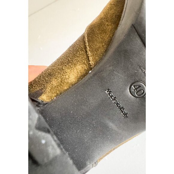 Emanuele Crasto Suede Army Green Antique Finish Block Heel Boots 40 - Picture 7 of 8